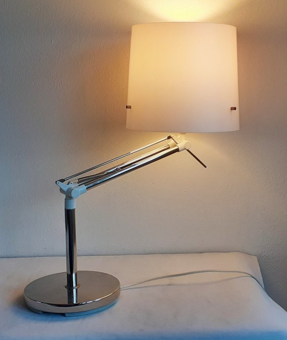 Asztali lámpa - Csuklós lámpa - Nehéz krómozott fém és műanyag