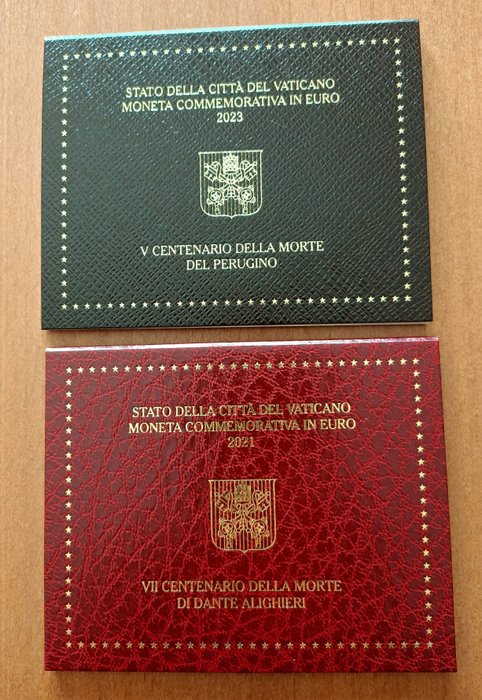 Vatikan. 2 Euro 2021/2023 "Dante Alighieri" + "Perugino" (2 monete)  (Ohne Mindestpreis)