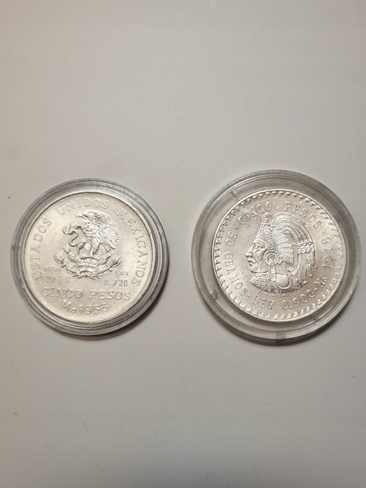 Mexico. 5 Pesos 1948/1953 (2 monete)  (No Reserve Price)