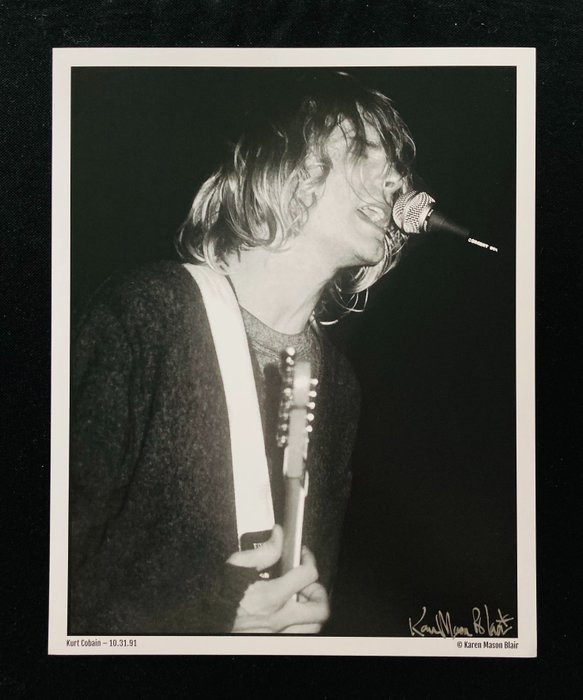 Nirvana, Kurt Cobain - Signed Photo by the Photographer Karen Mason Blair - 20x25 cm - Signed memorabilia - Photo