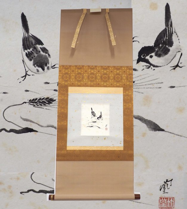 Bird, hanging scroll - Yamagami chikuo, 山上竹凰 - Japani  (Ei pohjahintaa)