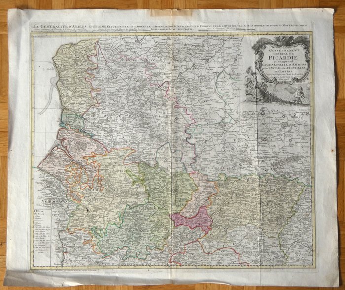 Europa, Mapa - Francia / Picardía; Guillaume De L'Isle / Claude De L'Isle - Gouvernement General Picardie ..... - 1746