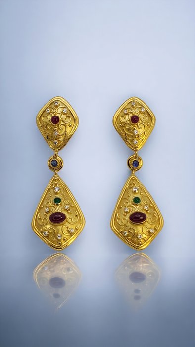 Ohrringe Vintage 18k Gold & Diamant Ohrringe 