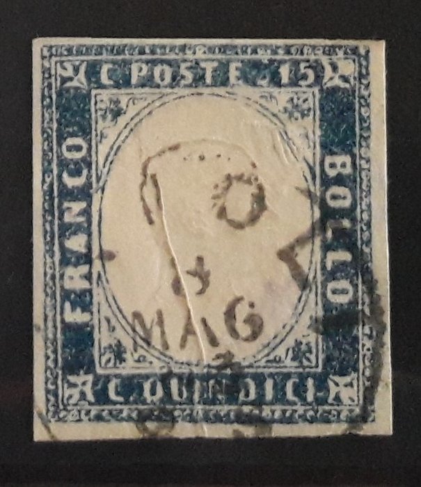 Regatul Italiei  - 15 cenți. azzurro grigio - Sassone N. 11e