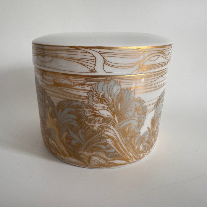 Rosenthal Ernst Fuchs - Pot - Boîte à fleurs avec décoration dorée avec couvercle Boîte à couvercle vintage Studio Line - Porcelaine
