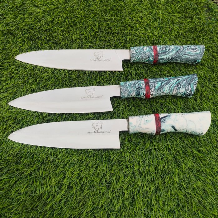 Μαχαίρι κουζίνας - Ιταλικό επαγγελματικό μαχαίρι Burja κουζίνας με λαβή από ξύλο τέφρας & φύλλο ρητίνης. - Ασία