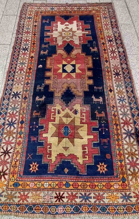 Antique Caucasian Kazak Lesghi - Carpete - 276 cm - 139 cm