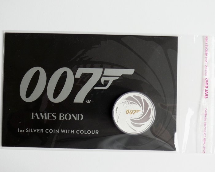 图瓦卢. 1 Dollar 2021 James Bond 007 in Coincard, 1 Oz (.999)  (没有保留价)