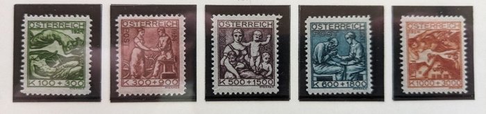 Autriche 1924 - Soins aux jeunes et à la tuberculose - Michel 442-446