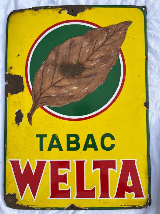 Emaillerie Belge Tabac Welta - 琺瑯標誌牌 (1953) - 瑪瑙