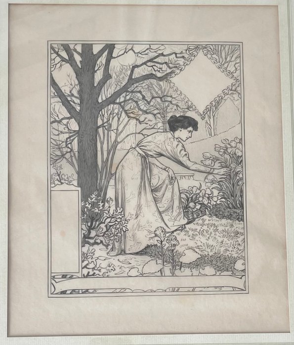 Eugene Grasset - Novembre - planche pour calendrier la Belle Jardinière - art nouveau