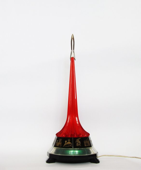Lampă  de masă - Lampă de masă de epocă "Yuzhmash" - URSS, realizări spațiale sovietice - Bachelită, Oțel, Plastic