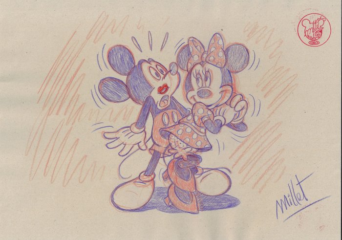 Millet - 1 Original colour drawing - Mickey and Minnie Mouse - Passion