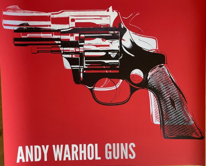 Andy Warhol (after) - (1928-1987), Guns., c.1981-82 (White and Black on Red), Copyright 2013 The Andy Warhol  Foundation