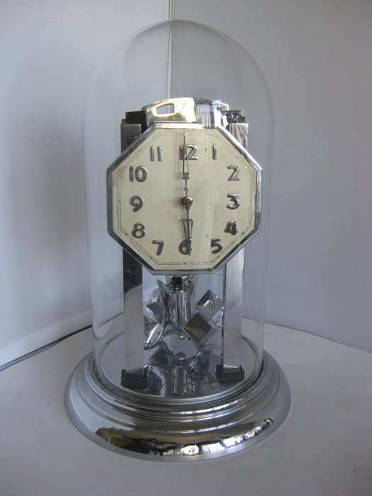 壁爐鐘 - 週年紀念時鐘 - Schatz - 藝術裝飾 - 鉻合金 - 1930年代
