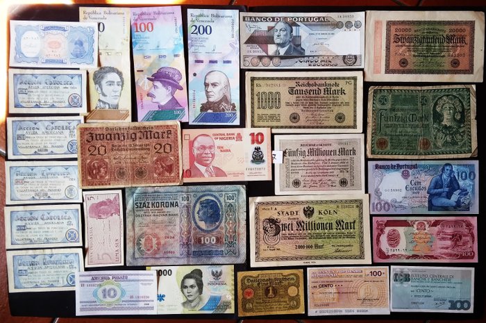 Wereld. - 76 banknotes / coupons - various dates  (Zonder Minimumprijs)