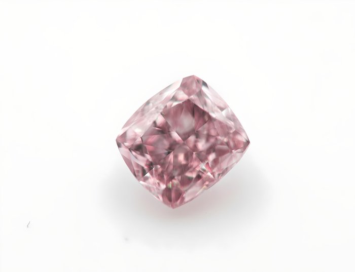 1 pcs 钻石 - 0.42 ct - 枕形 - Fancy Purplish pink - 中彩粉带紫 - SI1 微内含一级
