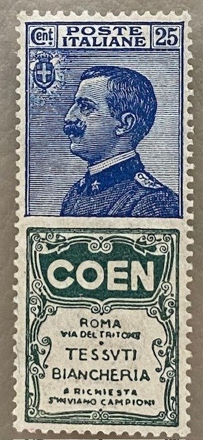 意大利王国 1924 - 25 美分。广告“科恩”MNH** - Sassone N. 5