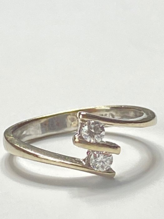 没有保留价 - 戒指 - 18K包金 白金 -  0.16 tw. 钻石  (天然) 