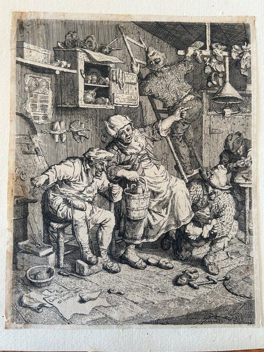 Cornelis Dusart (1660-1704) - Un calzolaio al lavoro