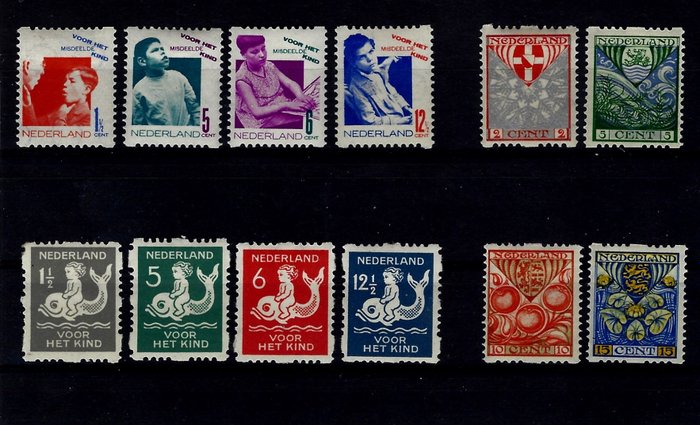 荷蘭 1926/1931 - 3 個漂亮的系列鋸齒卷，未使用全膠。 - NVPH R74-R77, R82-R85, R90-R93.