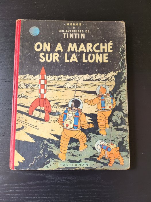Tintin T17 - On a marché sur la lune (B11) - C - 1 Album - Første belgiske udgave - 1954