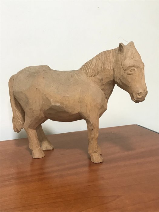 Skulptur, Cavallo - 23 cm - Buche, Holz