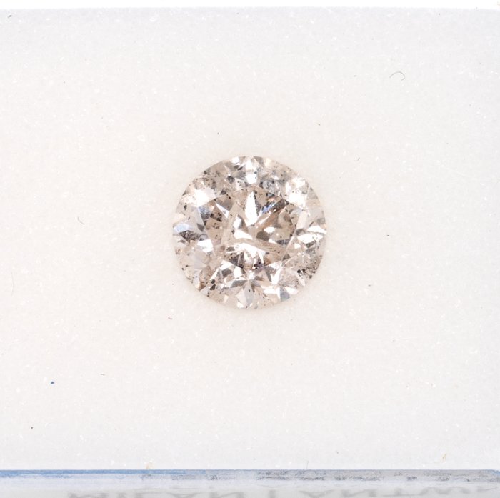 1 pcs 鑽石 - 0.54 ct - 圓形, 理想切工，無保留 - H faint brown - I2
