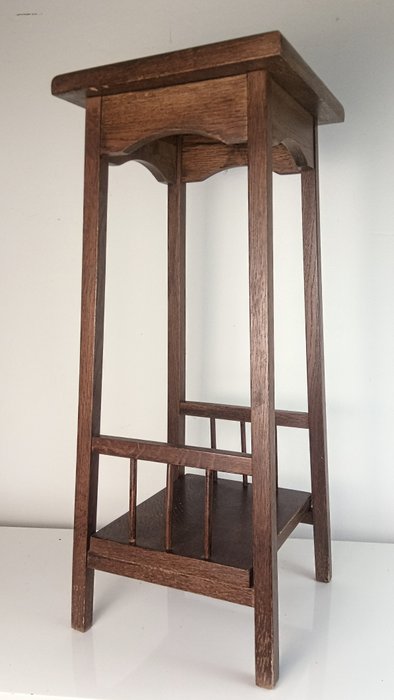 Stolik boczny - Stół Mid-century / Stół na rośliny - 65 cm - Ceramika, Drewno
