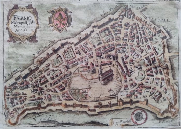 歐洲, 地圖 - 義大利 / 馬爾凱 / 費爾莫; Lasor A Varea - Fermo Metropoli della Marca di Ancona - 1701-1720