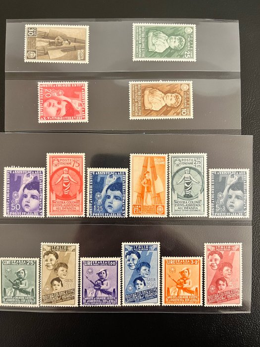 Italian kuningaskunta 1937 - Colonie Estive + Augusto + Posta Aerea, täydellinen!, MNH** - Sassone 406-425, A100-110