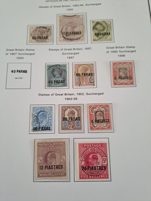 Levante (ocupação Britânica). 1885/1921 - Correios da Grã-Bretanha na coleção do Levante com material melhor, incluindo 90 e 180 Piaster