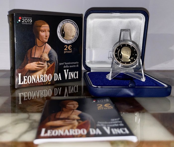 意大利. 2 Euro 2019 "Leonardo da Vinci" Proof