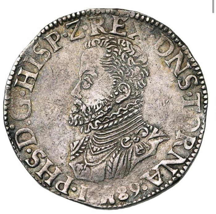 Spanska Nederländerna. Filippo II di Spagna (1556-1598). Philipsdaalder 1589