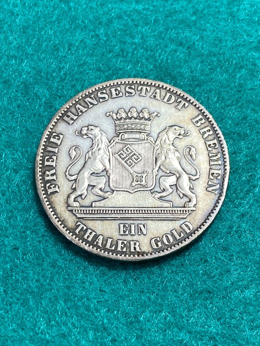 德国， 不来梅. Thaler 1865-B "Zweites Deutsches Bundesschießen"  (没有保留价)