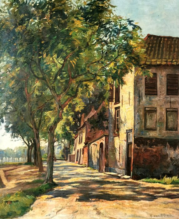 Hendrik Van Bloem (1874-1960) - Zonnig dorpsplein