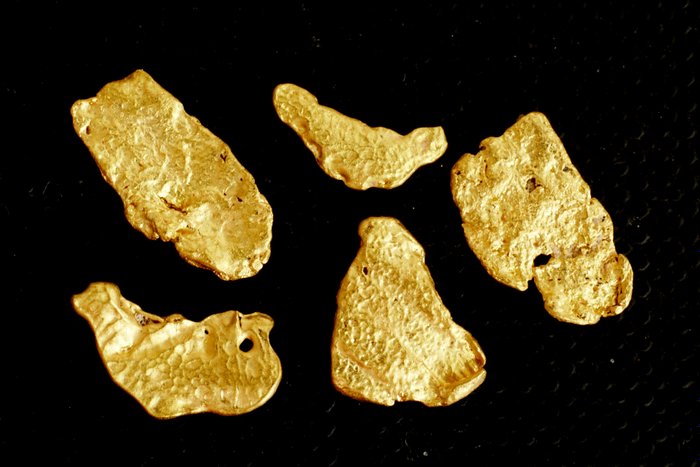 Gold Einheimisch, Nuggets aus Surinam oder Französisch-Guayana (Goldnugget)- 1.9 g - (5)