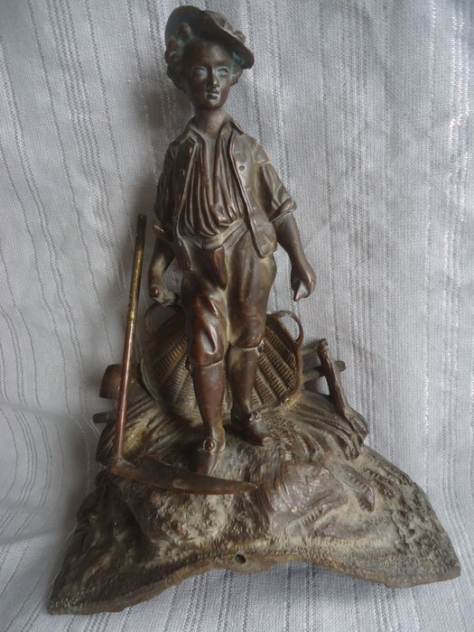 Statuetta, Moisson du Blé - Paysan - 23 cm - Bronzo patinato