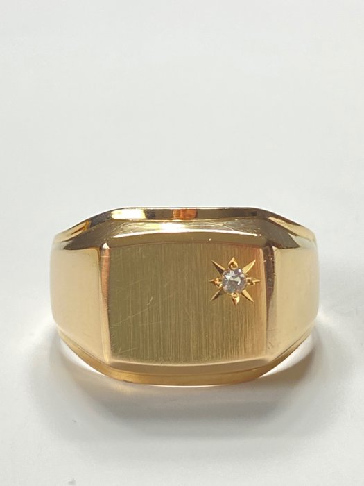 Utan reservationspris - Ring - 18 kt Gult guld -  0.02 tw. Diamant  (Natural) 