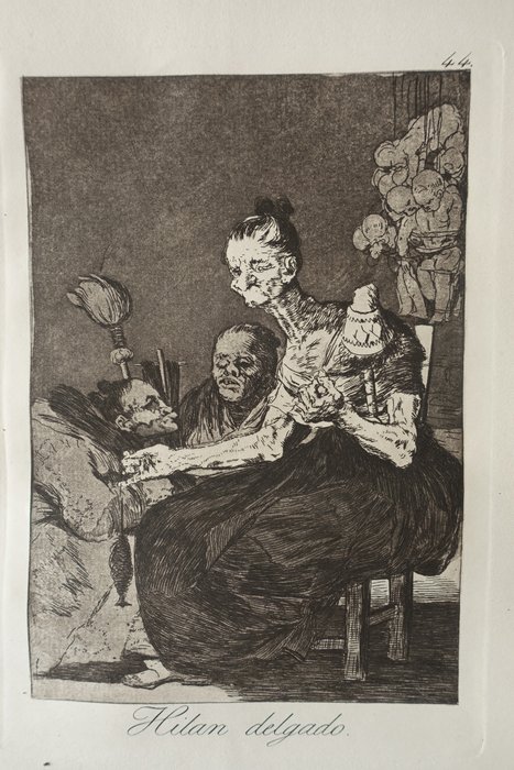 Francisco de Goya (1746-1828) (After) - Caprichos Blatt #44 ; Hilan delgado  (Sie spinnen fein)