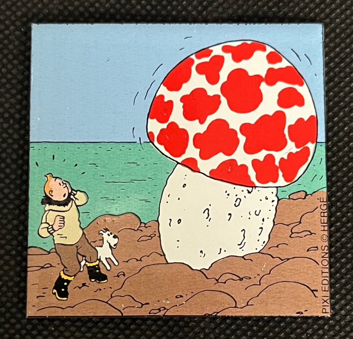 Tintin 70006 - Figurine Pixi  - Plaque émaillée magnétique - Tintin et Milou champignon - 1 Statyett - 1993