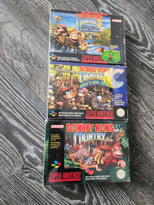 Nintendo - SNES - Donkey Kong Country 1/2/3 - 電動遊戲 - 帶原裝盒