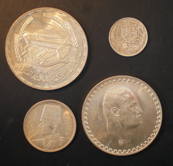 Egypte. Fouad,Farouk,Naser. piastre and Pounds, 1917(2p),1939(10p),1968 (1P) ,1970 (1P),  (Zonder Minimumprijs)