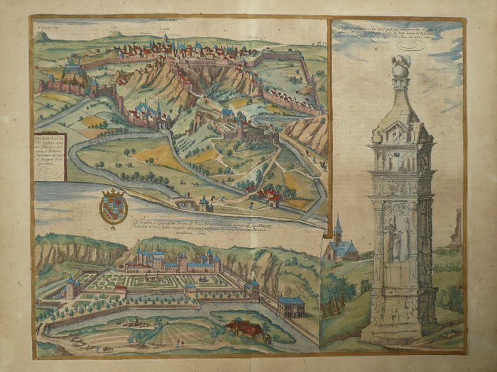 Europa, Plan miasta - Luksemburg; G. Braun / F. Hogenberg - Lucenburgum - 1581-1600