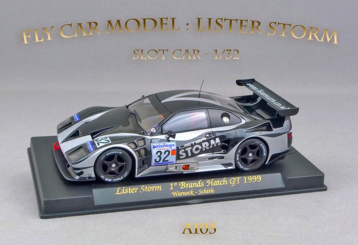 Fly Car Model : A105 - Lister Storm (Jaguar) - Brands Hatch GT 1999 - Scale  1:32 - Vájatvezetéses autóversenypálya