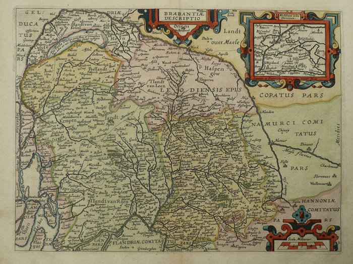Países Bajos, Mapa - Brabante; Lodovico Guicciardini / W. Blaeu - Brabantiae Descriptio - 1601-1620