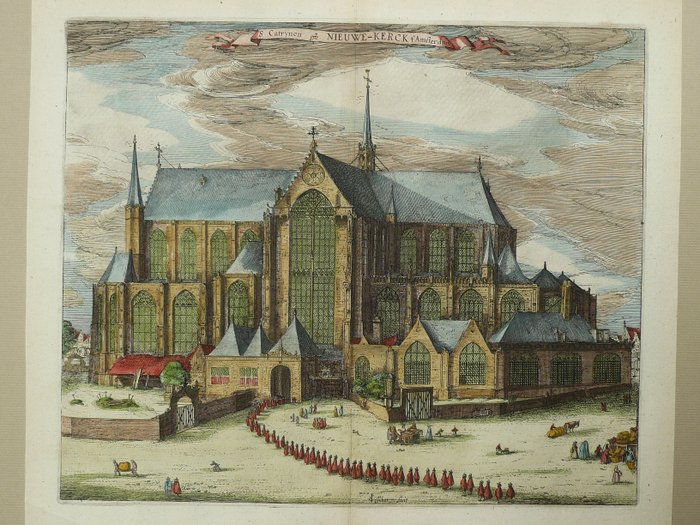 Nederland, Stadsplan - Amsterdam; C.J. Visscher - S. Catrijnen ofte Nieuwe-Kerck t'Amsterdam - 1601-1620