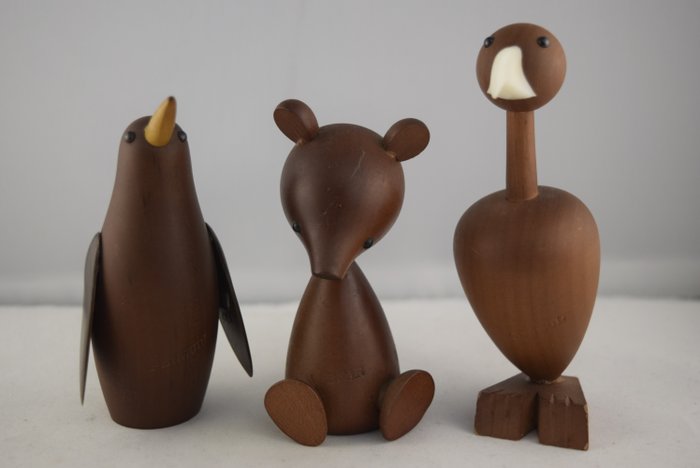Royal Pet Senshukai Vintage Wooden Animals - Figur -  (3) - Holz, Rosenholz