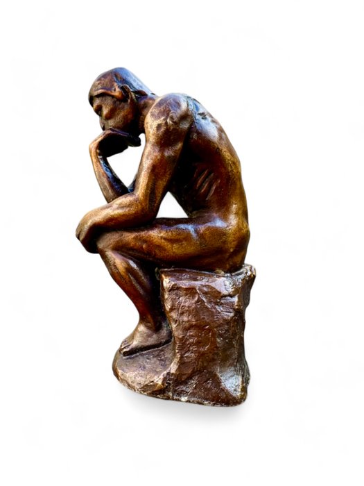 Auguste Rodin (after) - Szobor, "Le Penseur" (The Thinker) - 12 cm - Patinált bronz