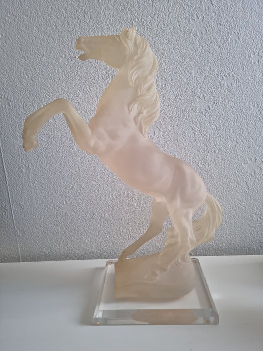 Italian Design Crystalite Art - Statuette, Paarden Beeld - 41 cm - glass, lucite - 1980